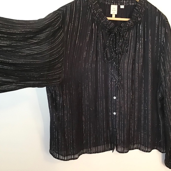 Anthropologie Seen Worn Kept Pleasant Blouse Lurex Oversized - Picture 4 of 8